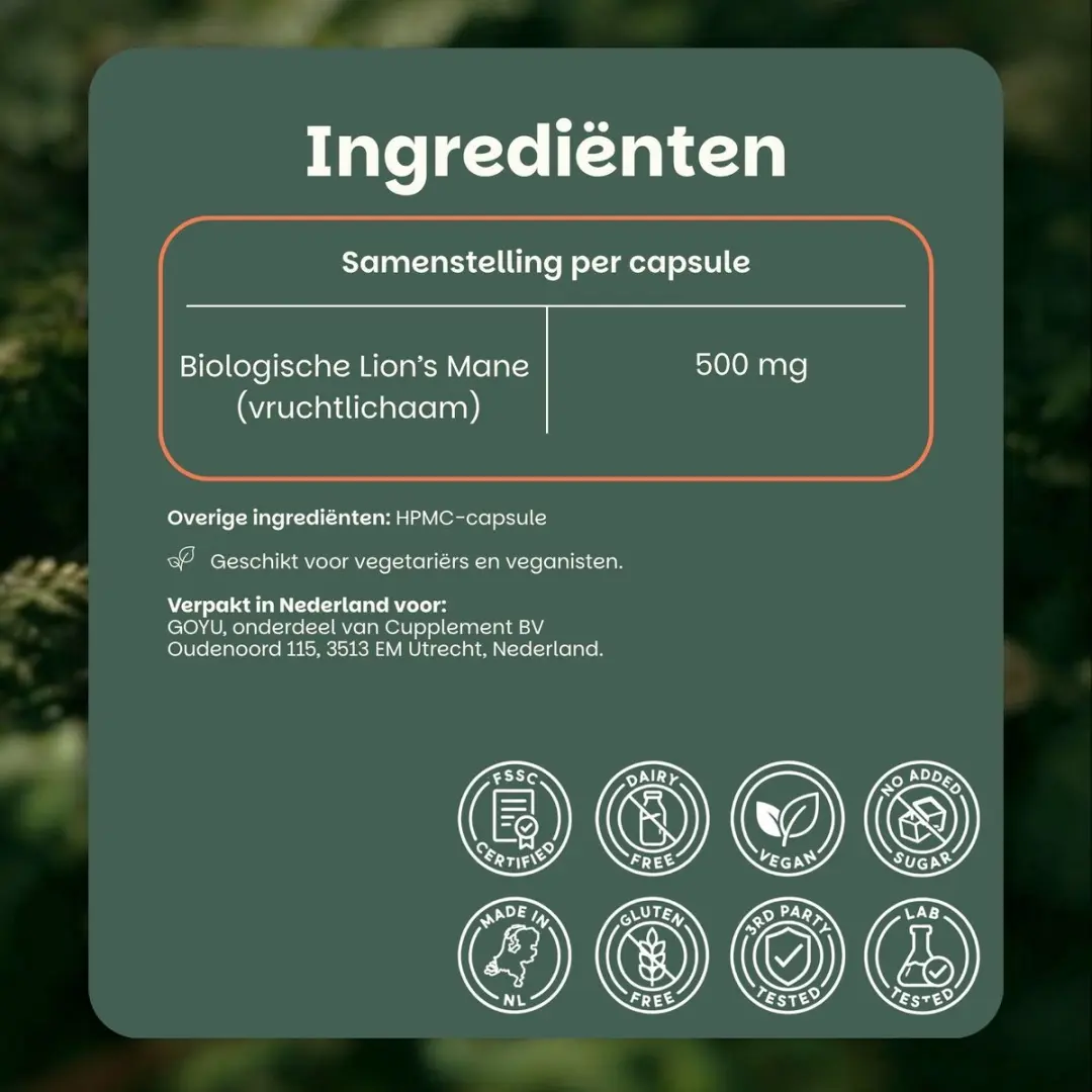 Cupplement GOYU Lion's Mane 1.500mg Capsules - 60 Stuks