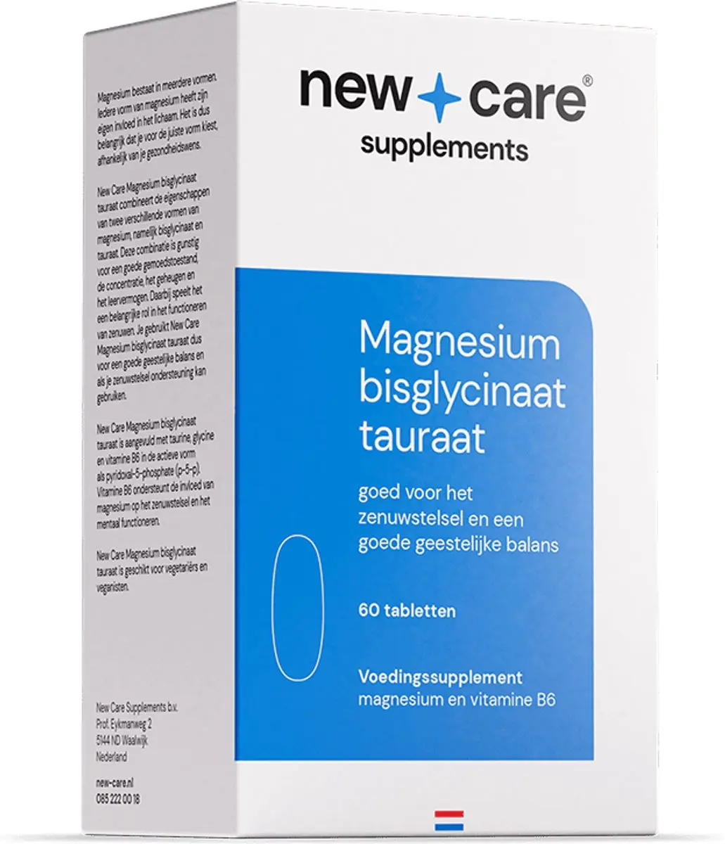 New Care Magnesium Bisglycinaat Tauraat 60 Tabletten