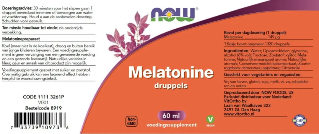 Now Foods Melatonine Druppels 60ml