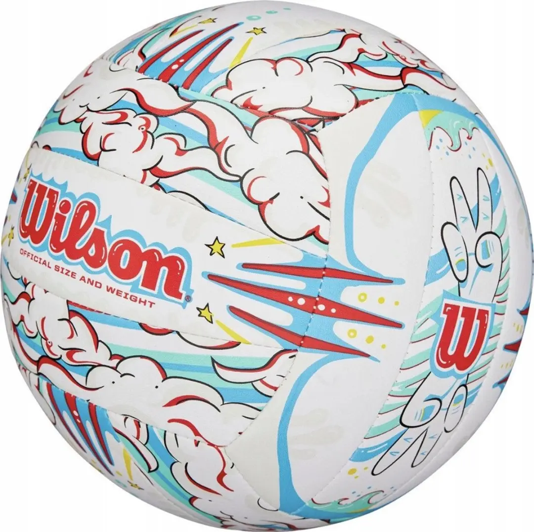 Wilson Graffiti Peace Beachvolleybal Maat 5 - Blauw/Geel/Rood/Wit - afbeelding 2 van 4