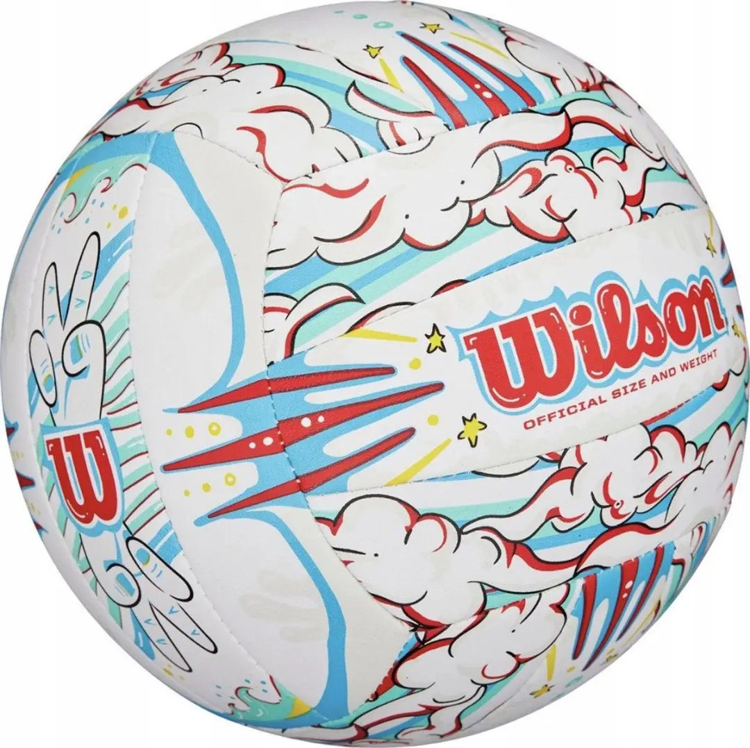 Wilson Graffiti Peace Beachvolleybal Maat 5 - Blauw/Geel/Rood/Wit - afbeelding 3 van 4