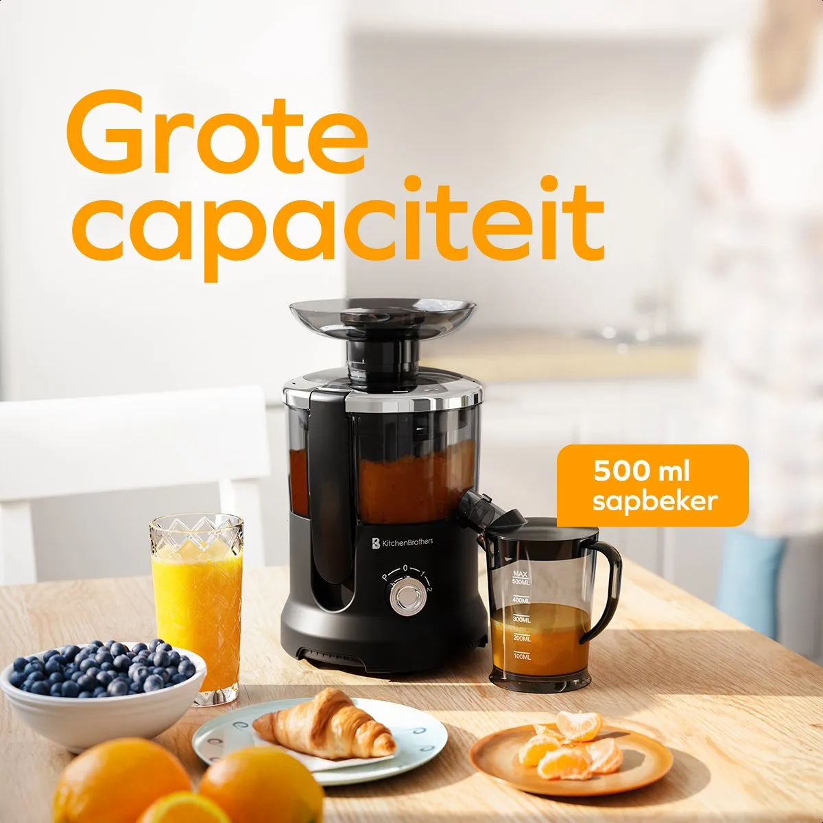 KitchenBrothers KB1004182 Sapcentrifuge 600W - 500ml - Zwart