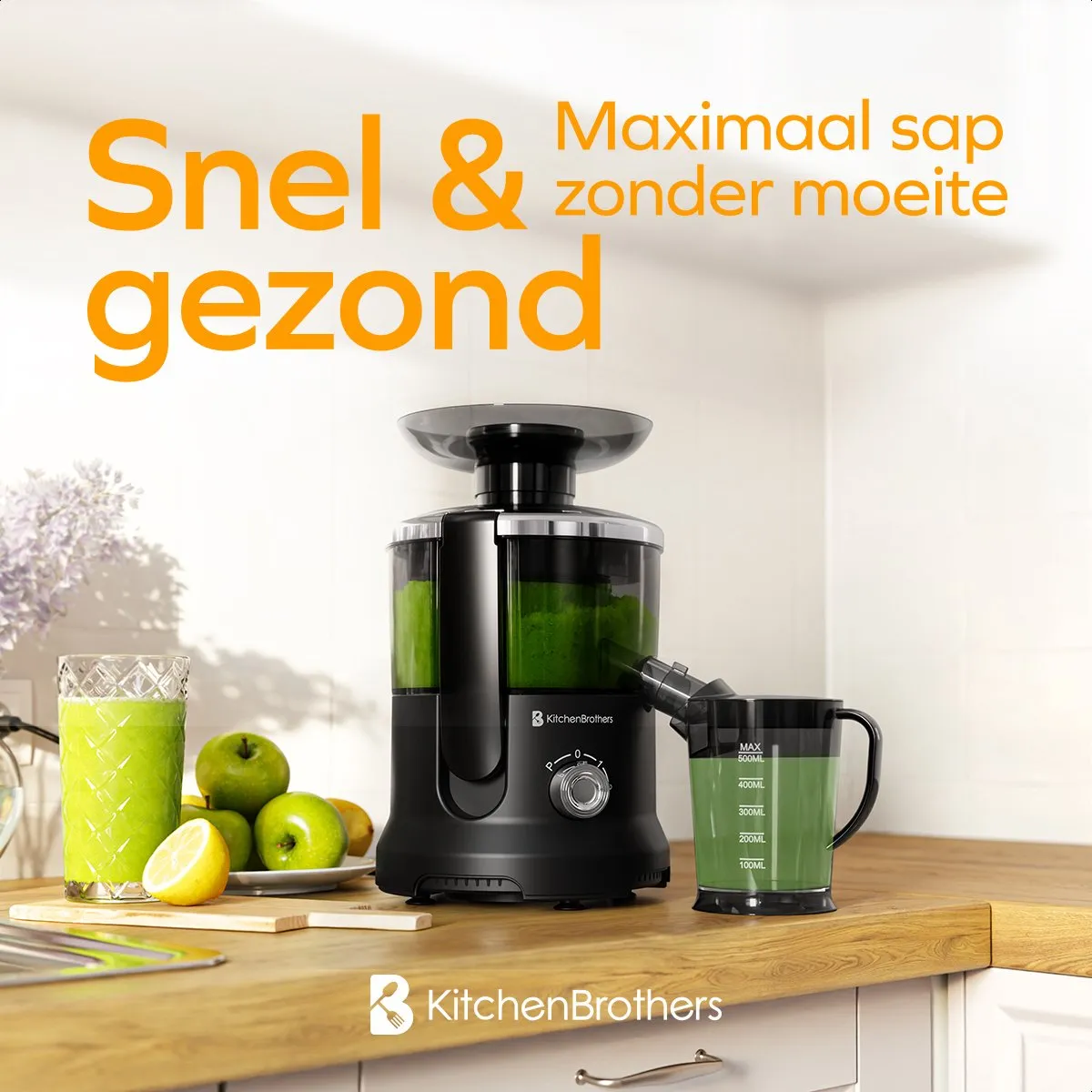 KitchenBrothers KB1004182 Sapcentrifuge 600W - 500ml - Zwart