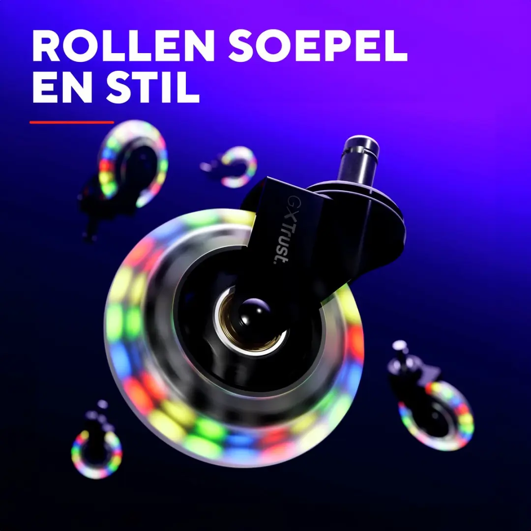 Trust GXT 701 Gel Stoelwielen - 75mm - 5 Stuks - Meerkleurig - afbeelding 5 van 6