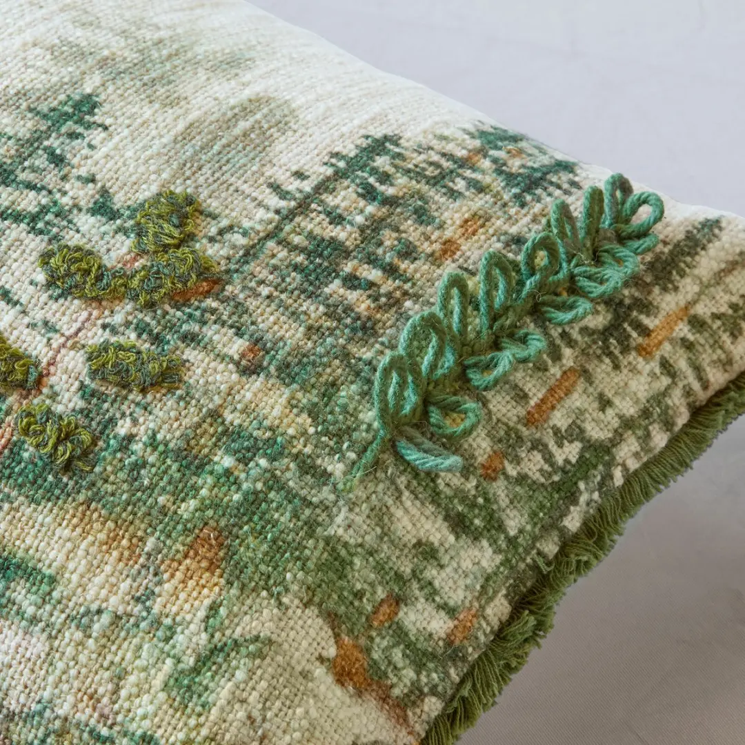 Loberon Kussenhoes Kilvora - Crème/Groen