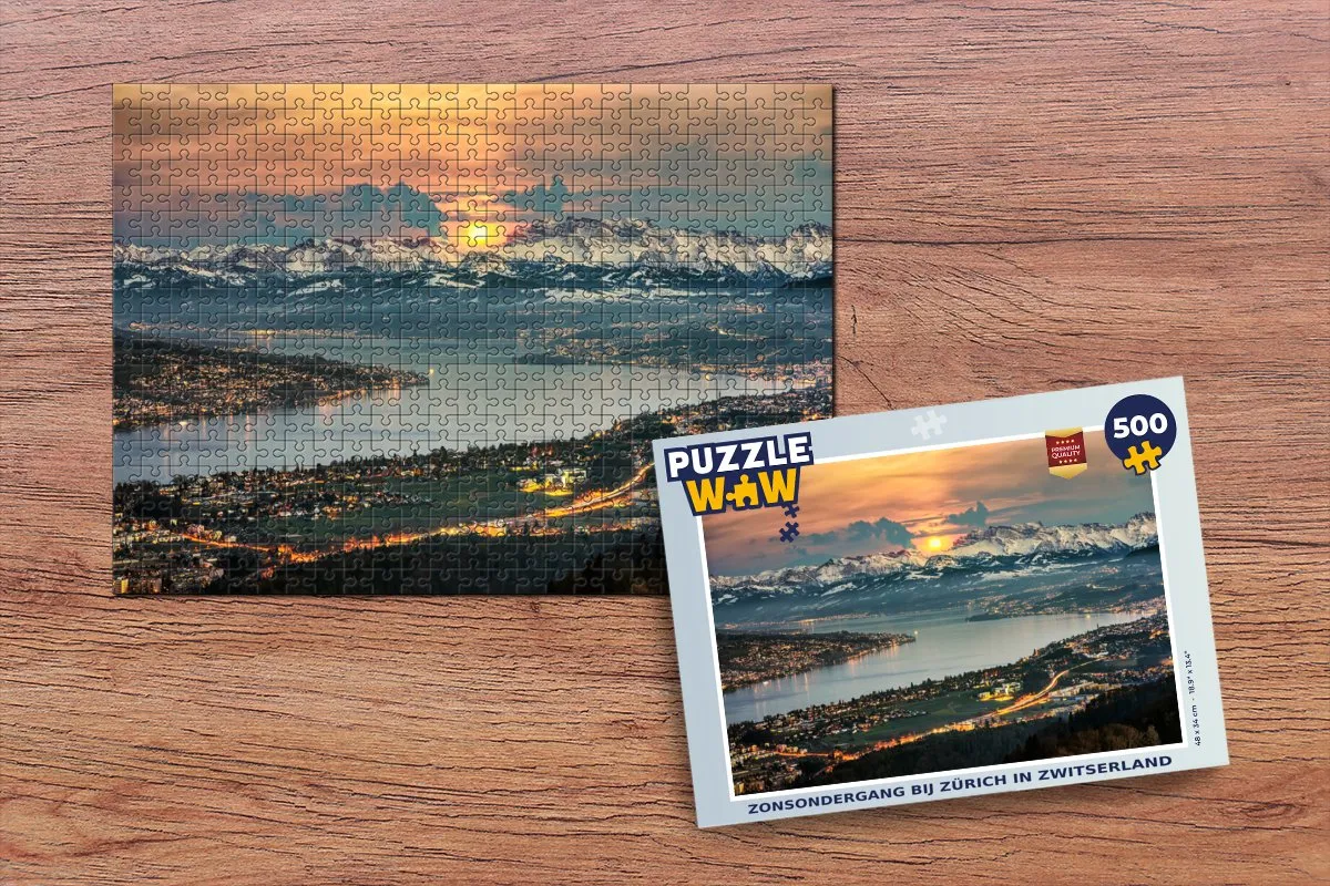 PuzzleWow Legpuzzel Zonsondergang Zürich 500 Stuks - Multicolor