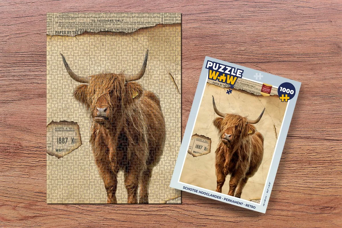 PuzzleWow Schotse Hooglander Legpuzzel 1000 Stuks - Multicolor
