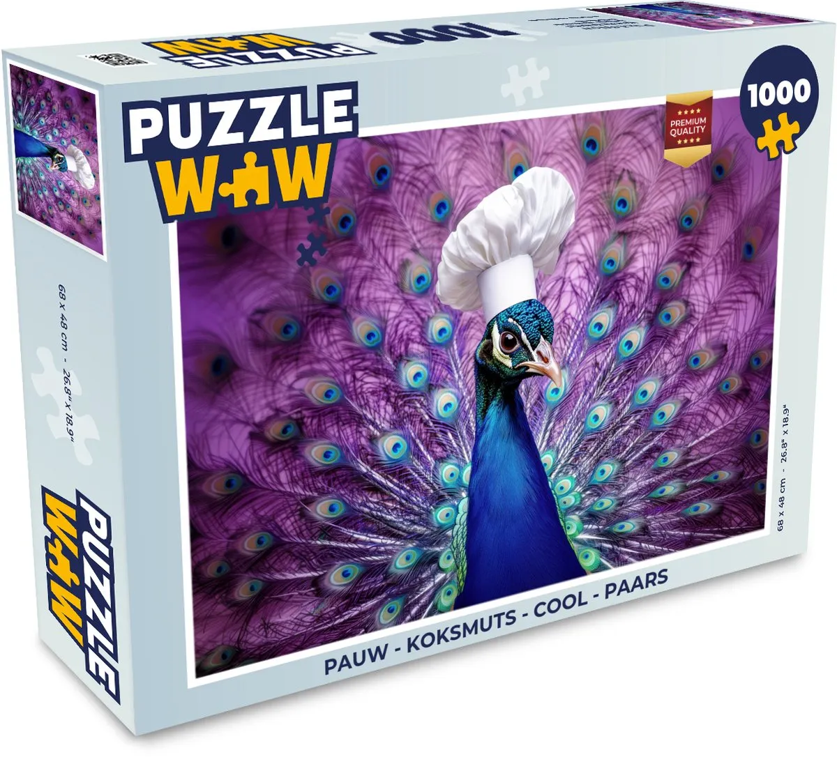 PuzzleWow Koksmuts Pauw Legpuzzel 1000 Stuks - Paars