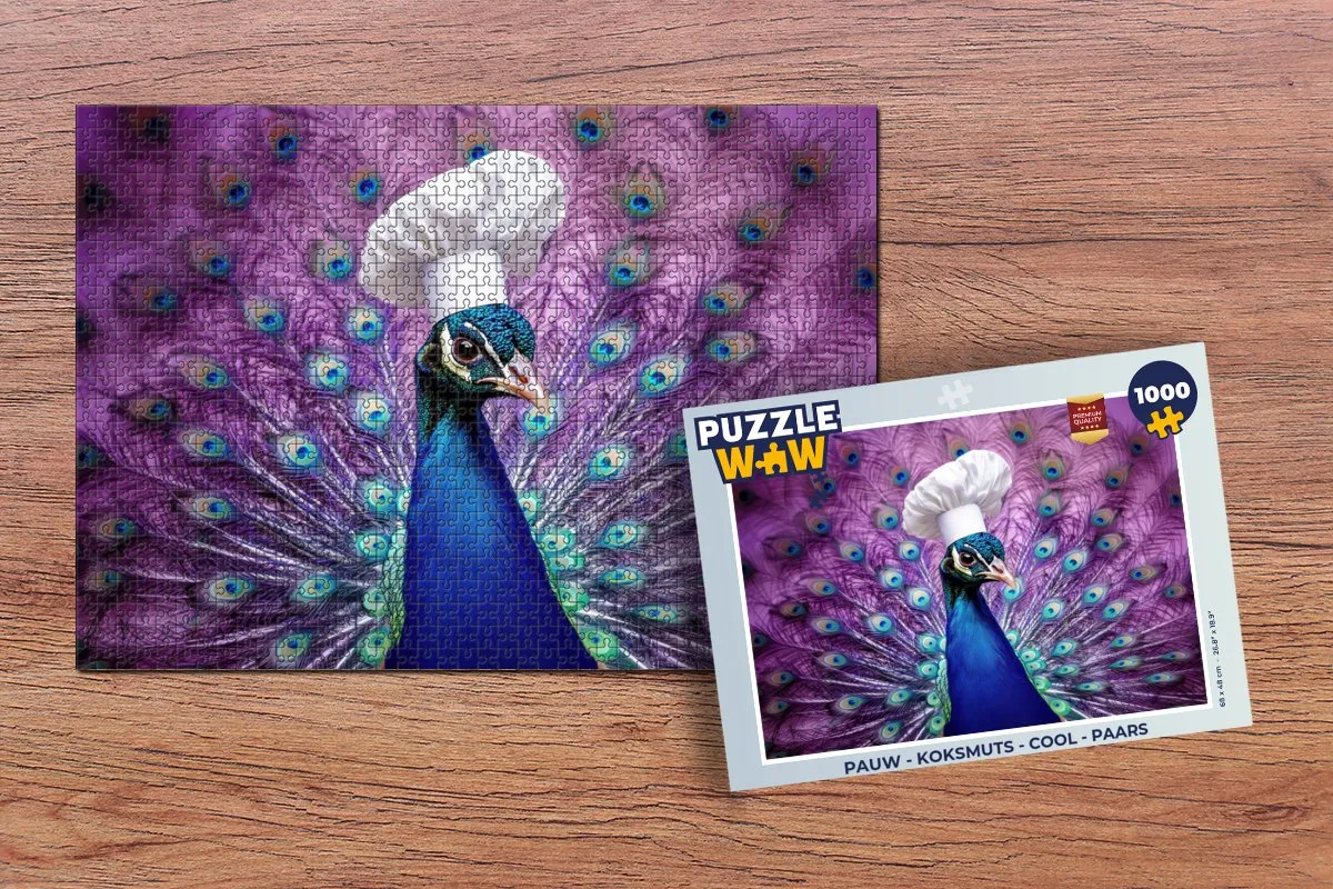 PuzzleWow Koksmuts Pauw Legpuzzel 1000 Stuks - Paars