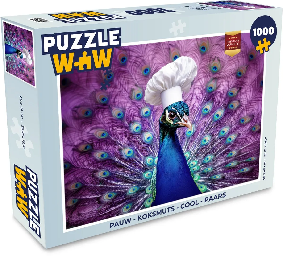 PuzzleWow Koksmuts Pauw Legpuzzel 1000 Stuks - Paars