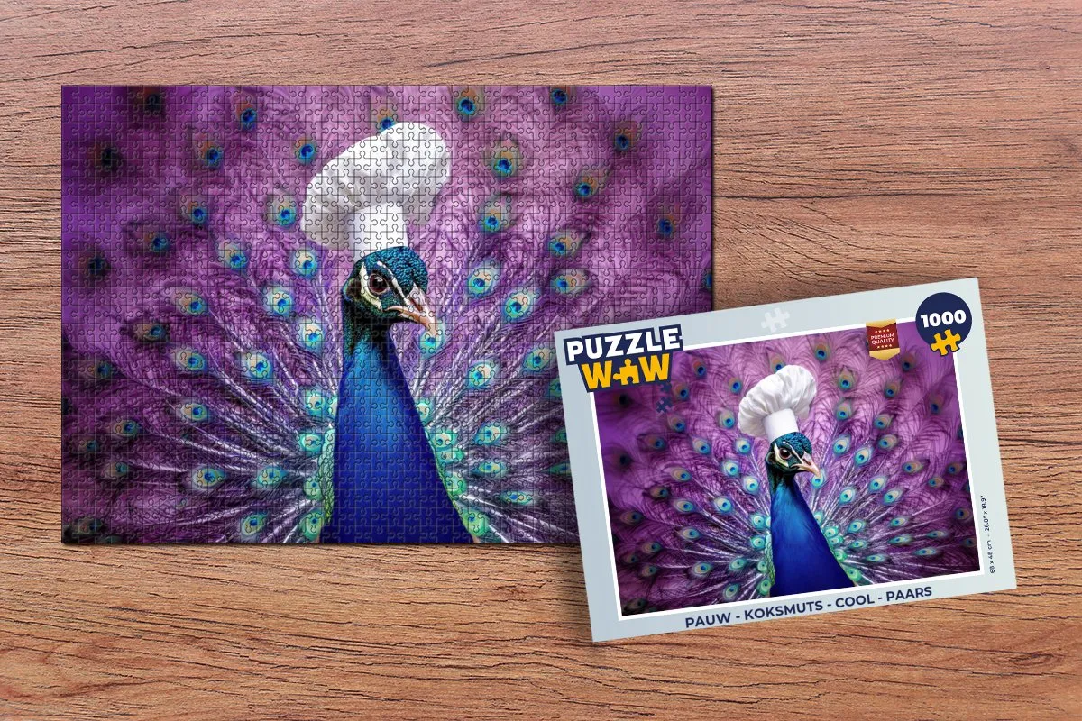 PuzzleWow Koksmuts Pauw Legpuzzel 1000 Stuks - Paars
