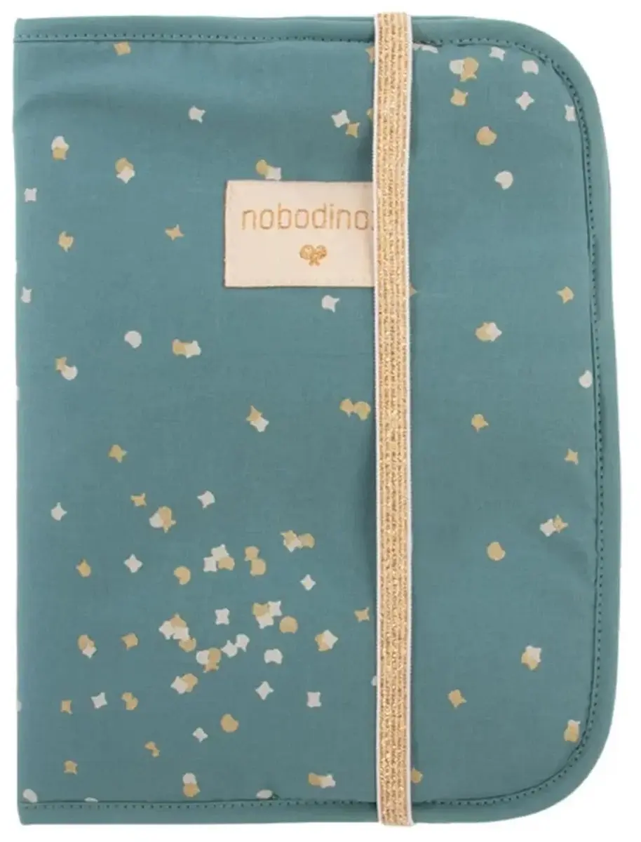 Nobodinoz U-boekhoes "Poema" gouden confetti groen