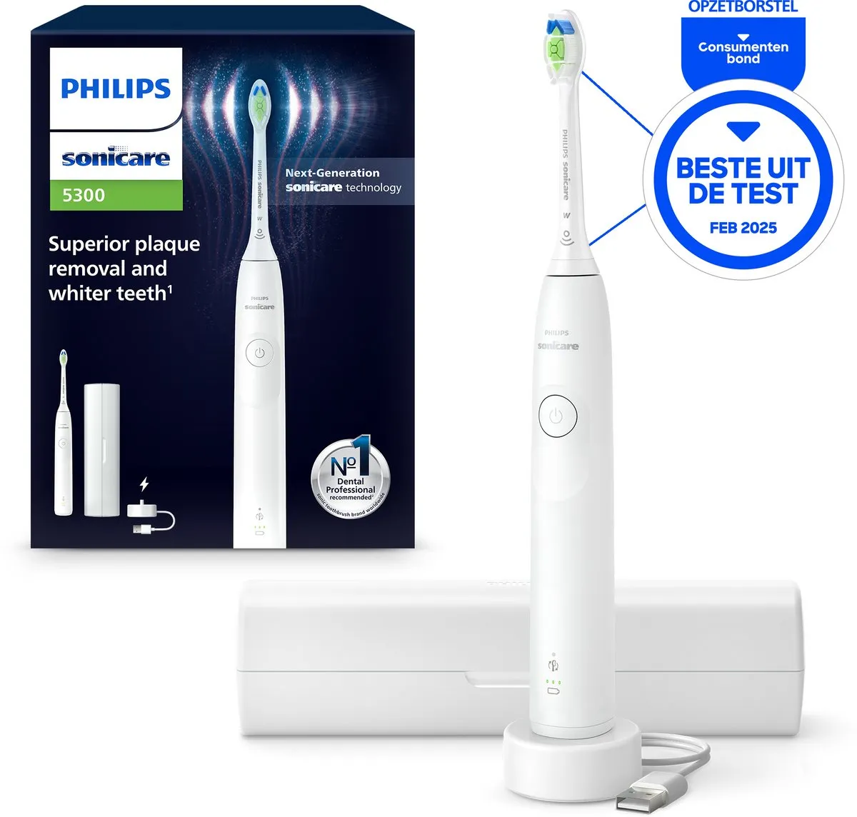 Philips Sonicare 5300 HX7108/02 Elektrische Tandenborstel - Wit