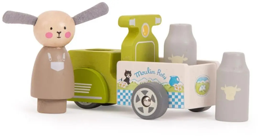 Houten Bakfiets met Melk La Grande Famille