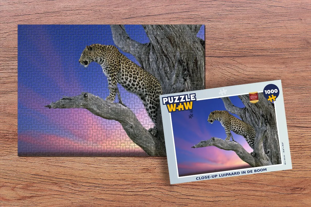 PuzzleWow Luipaard Boom Tak Legpuzzel 1000 Stuks - Multicolor