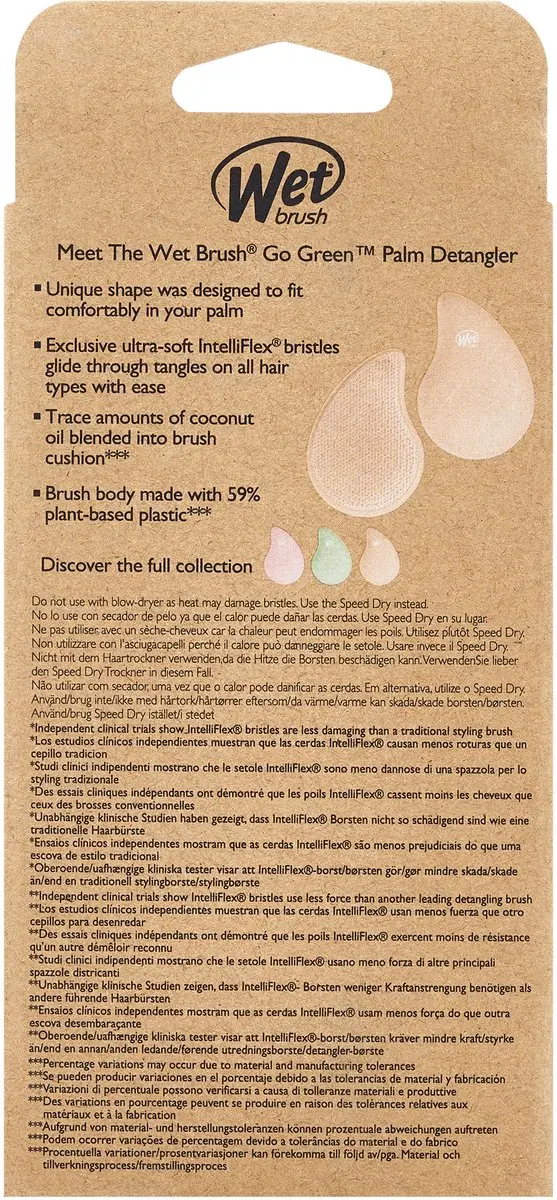 The Wet Brush Go Green Palm Detangler - Kokosolie - Oranje