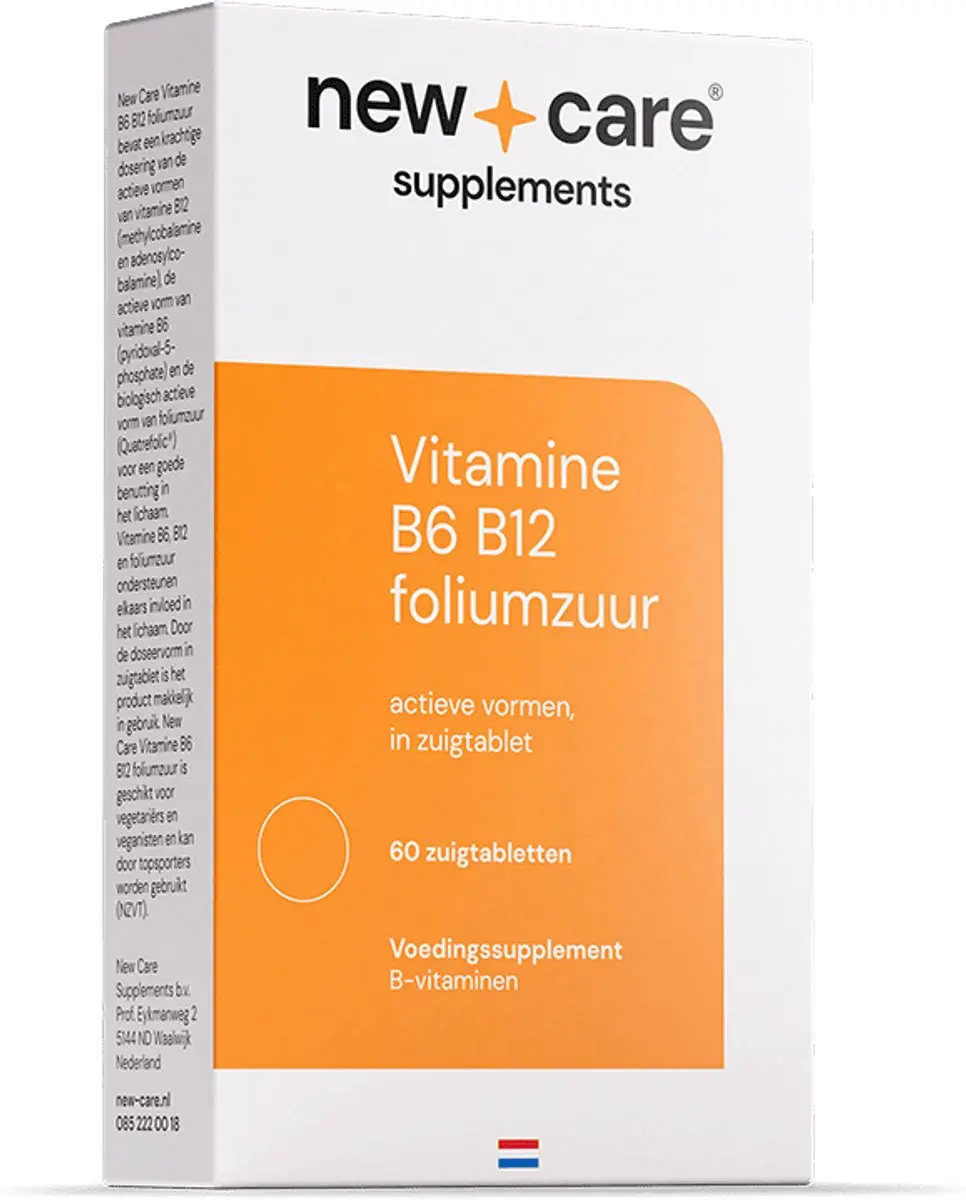 New Care Vitamine B6 B12 Foliumzuur Zuigtabletten 60 Stuks