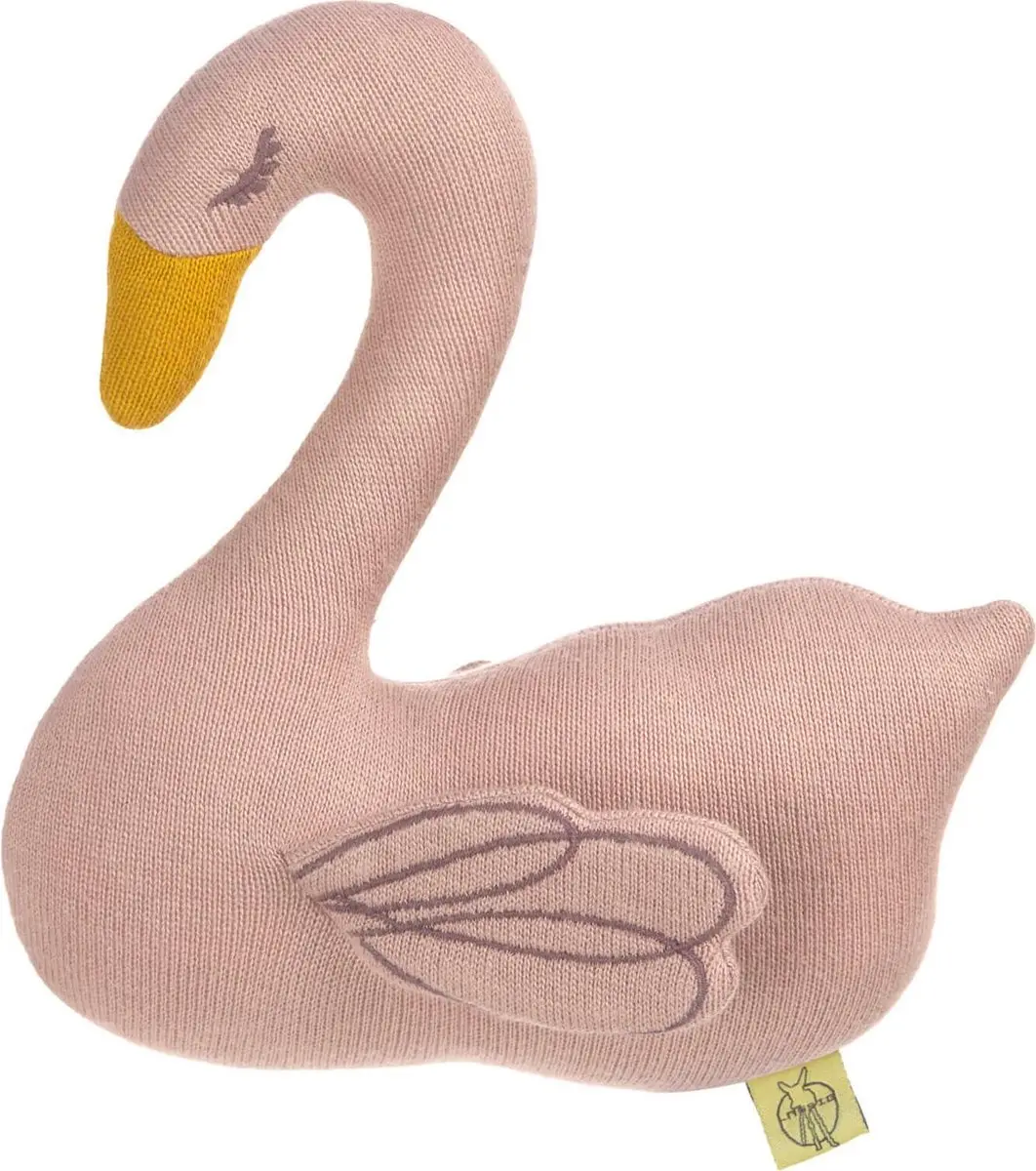 Lässig gebreid speeltje knuffel met rammelaar knetter Little Water Swan