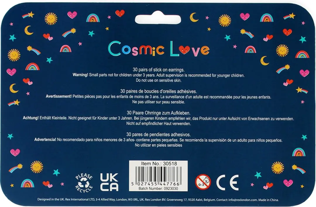 Rex London Cosmic Love Plakoorbellen - 30 Stuks - Divers