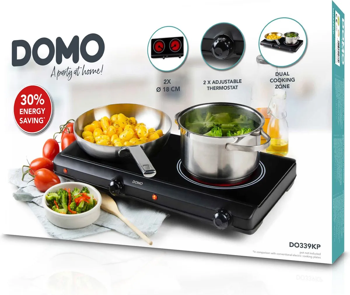 Domo DO339KP Keramische Kookplaat 2 Pits - 2500W - Zwart
