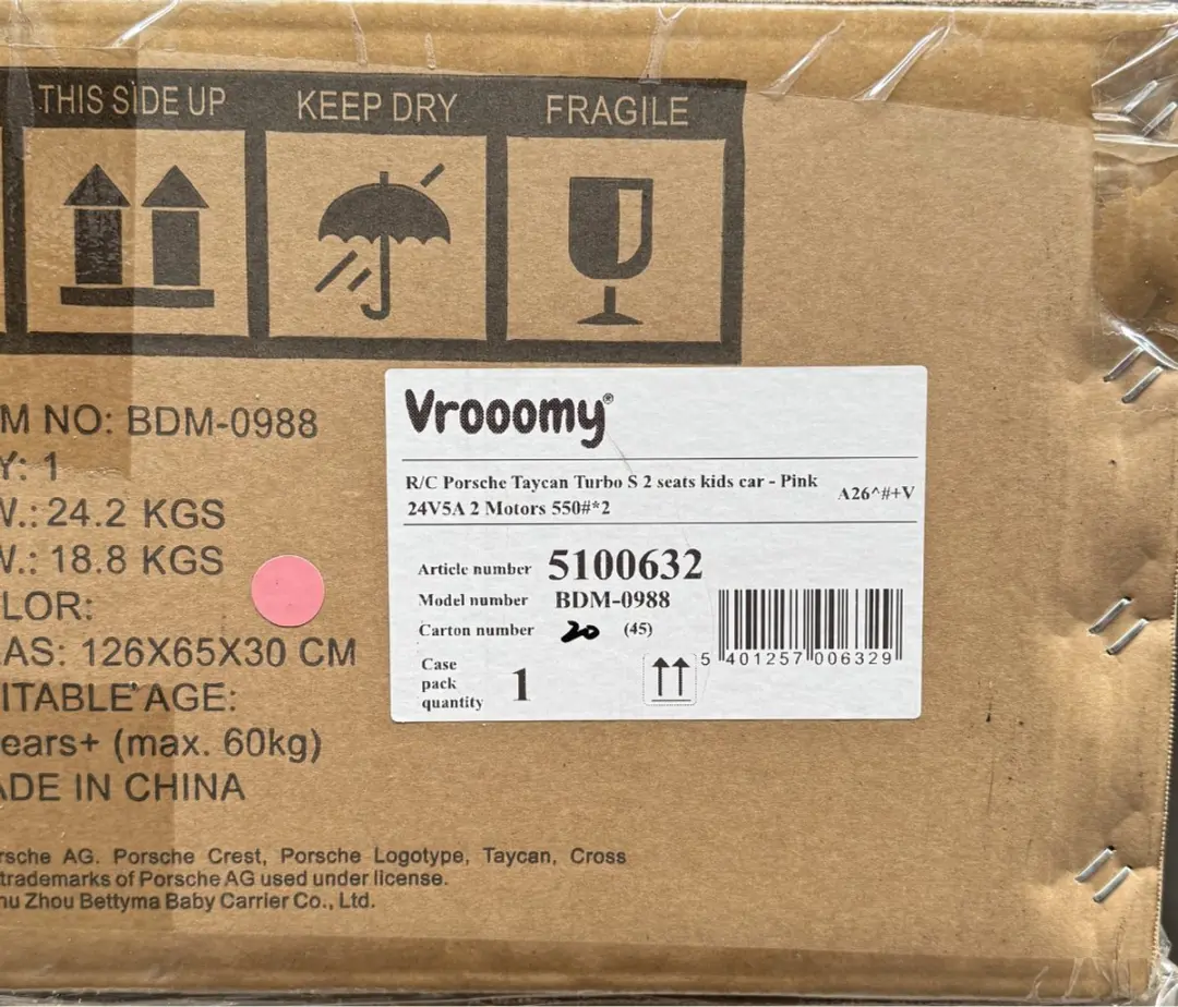 Vrooomy Porsche Taycan Turbo S 24V Kinderauto Roze - afbeelding 5 van 6