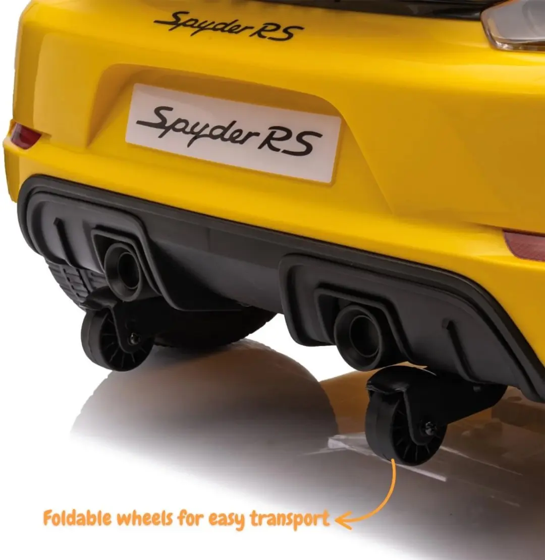 Vrooomy Porsche 718 Spyder RS 12V Kinderauto - Geel - afbeelding 3 van 6