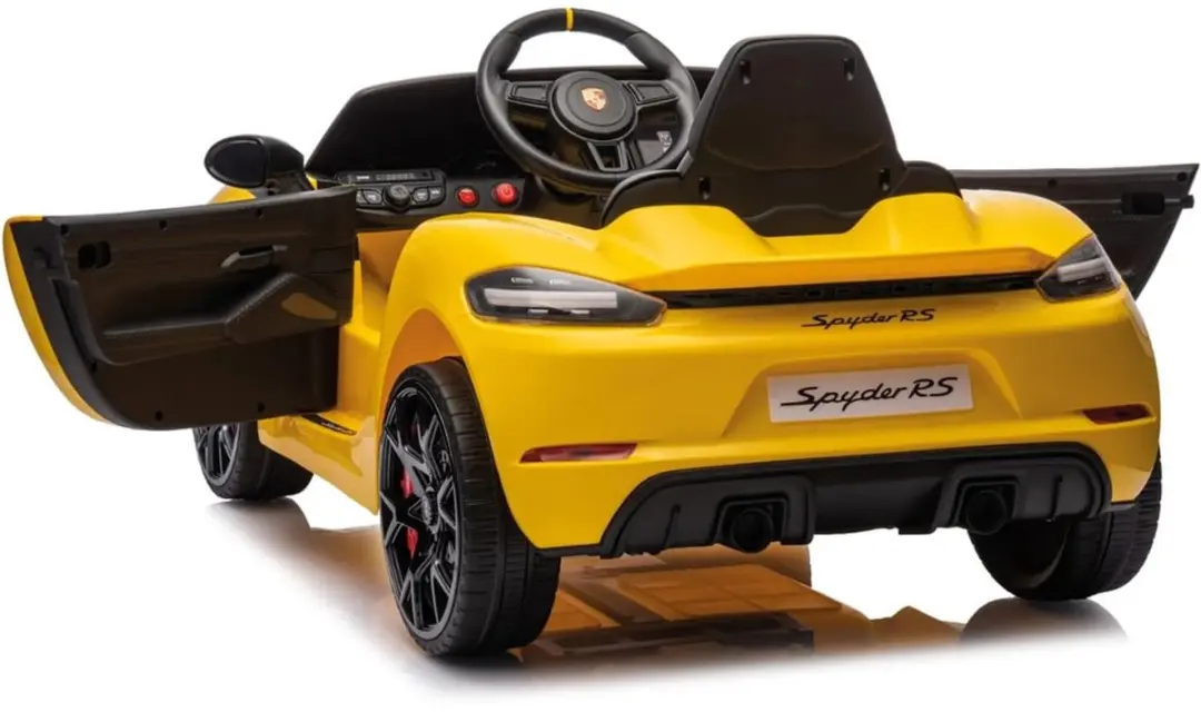 Vrooomy Porsche 718 Spyder RS 12V Kinderauto - Geel - afbeelding 6 van 6