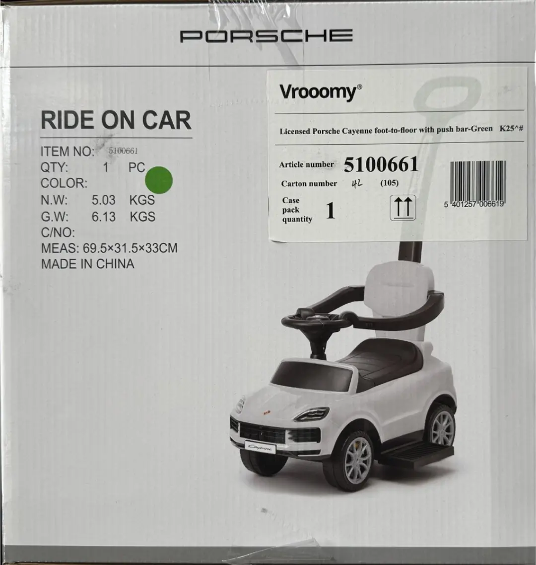 Vrooomy Porsche Cayenne 3-in-1 Loopauto - Groen - afbeelding 5 van 6