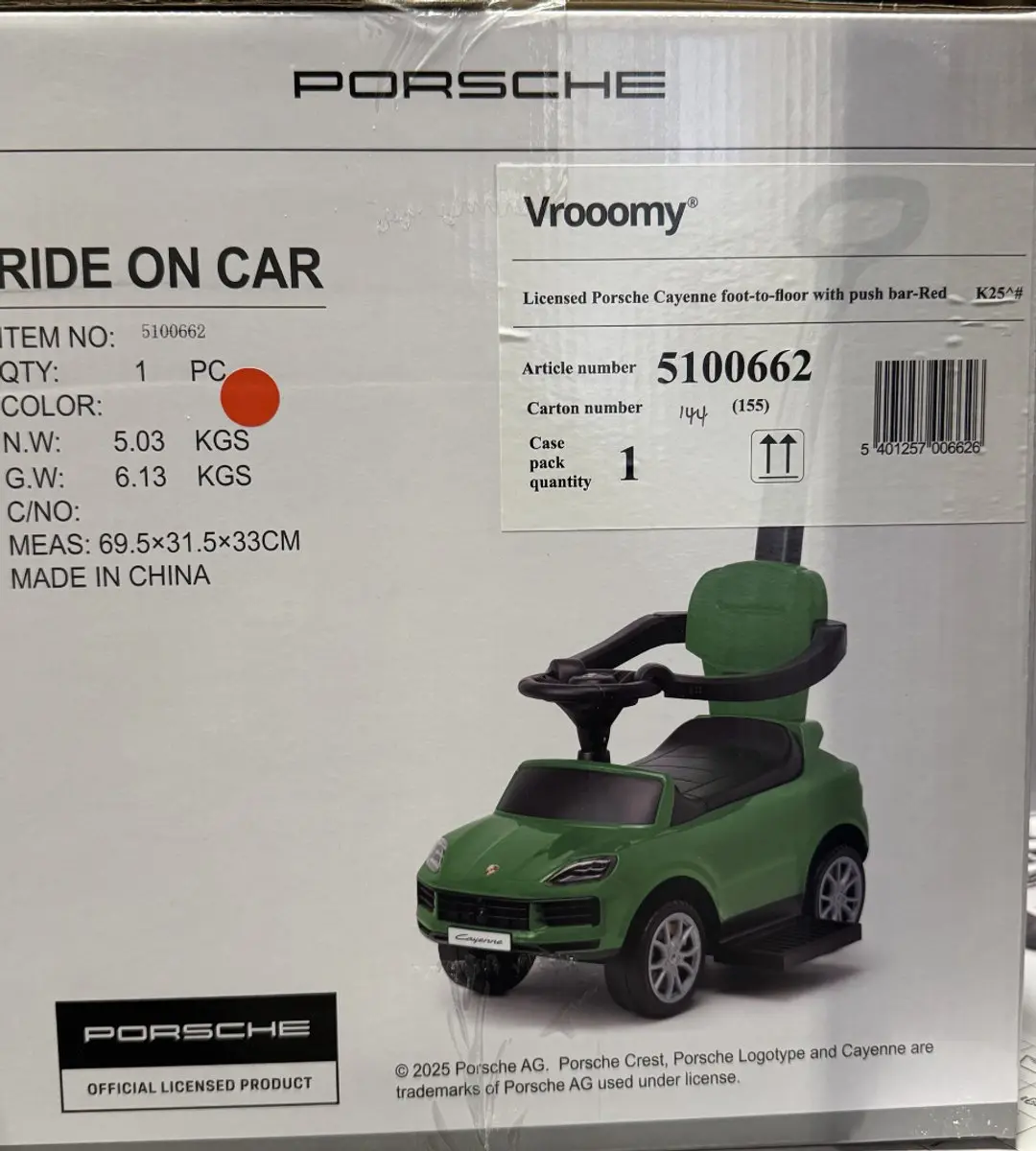 Vrooomy Porsche Cayenne 3-in-1 Loopauto Rood - afbeelding 5 van 6
