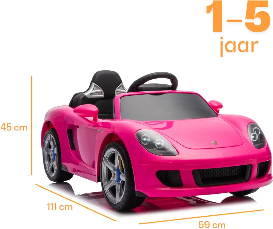Vrooomy Porsche Carrera GT 12V Kinderauto Roze - afbeelding 6 van 6