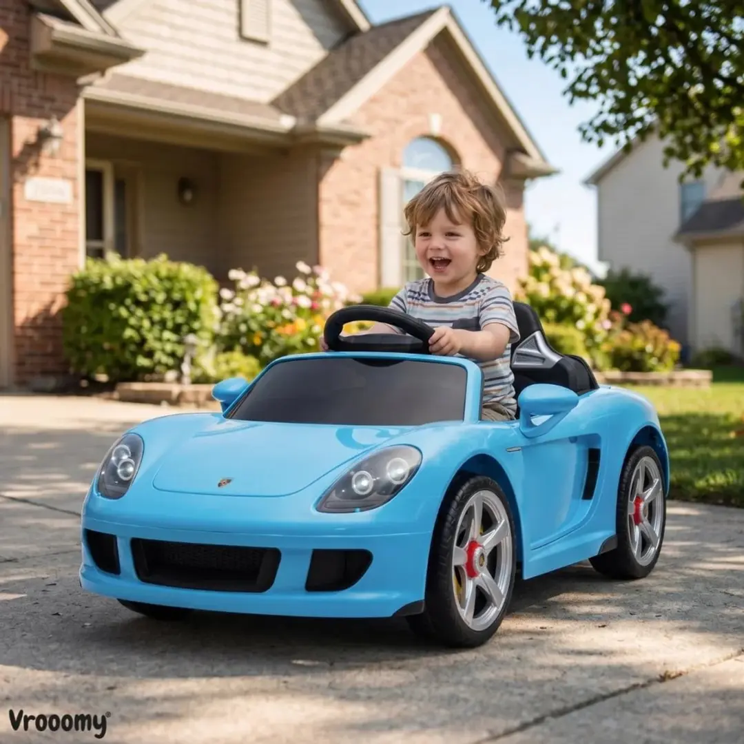 Vrooomy Porsche Carrera GT 12V Kinderauto - Blauw - afbeelding 5 van 6