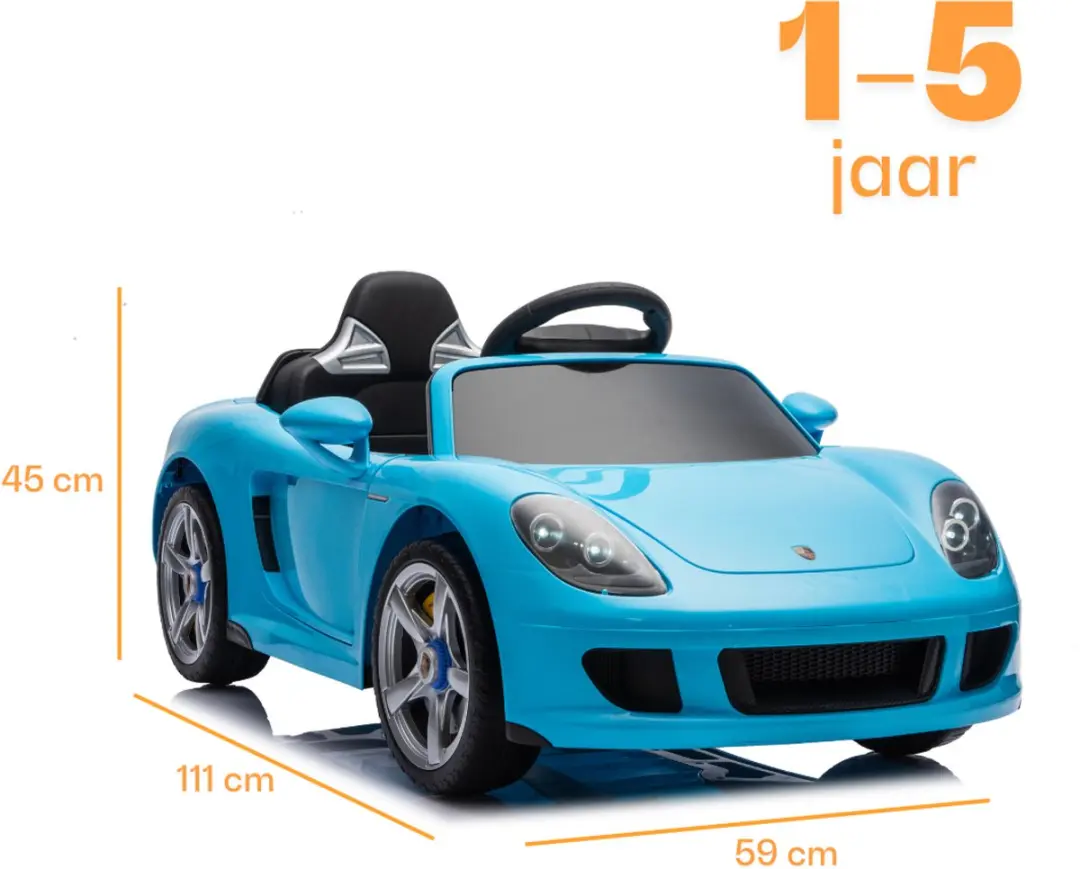 Vrooomy Porsche Carrera GT 12V Kinderauto - Blauw - afbeelding 6 van 6