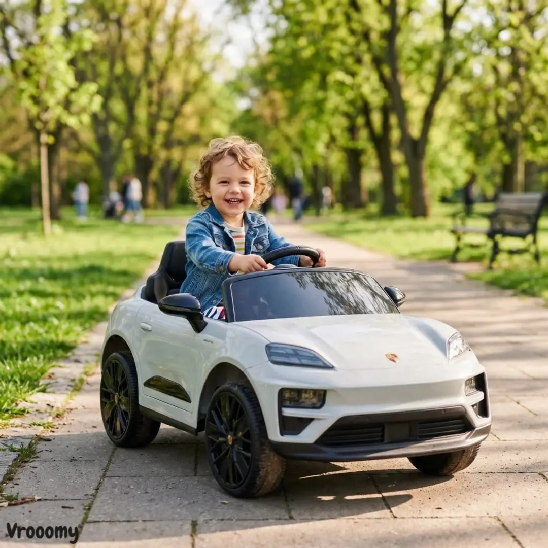 Vrooomy Porsche Macan Turbo 12V Kinderauto Nardo Grijs - afbeelding 4 van 6
