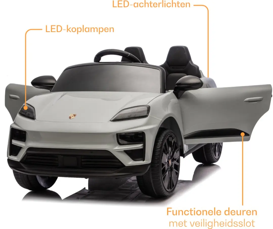 Vrooomy Porsche Macan Turbo 12V Kinderauto Nardo Grijs - afbeelding 3 van 6
