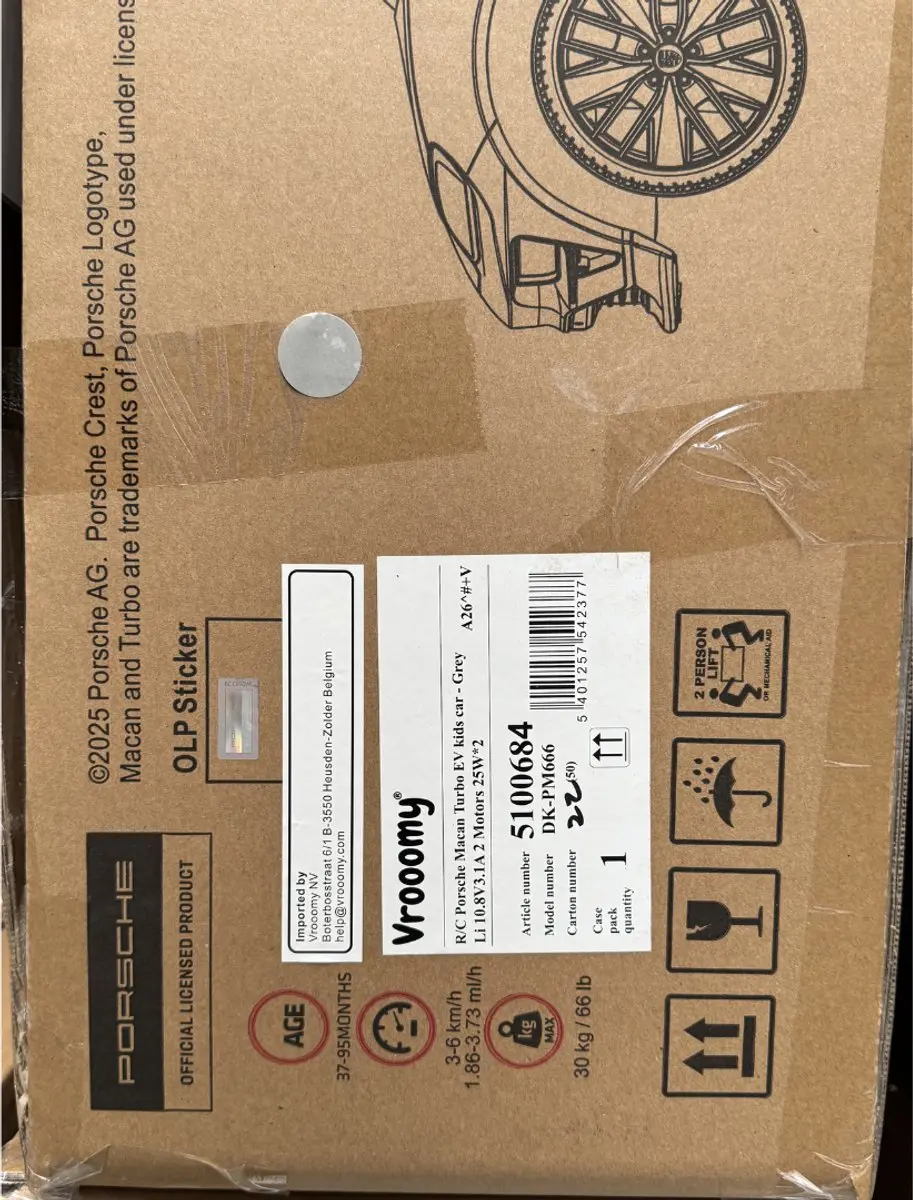 Vrooomy Porsche Macan Turbo 12V Kinderauto Nardo Grijs - afbeelding 6 van 6