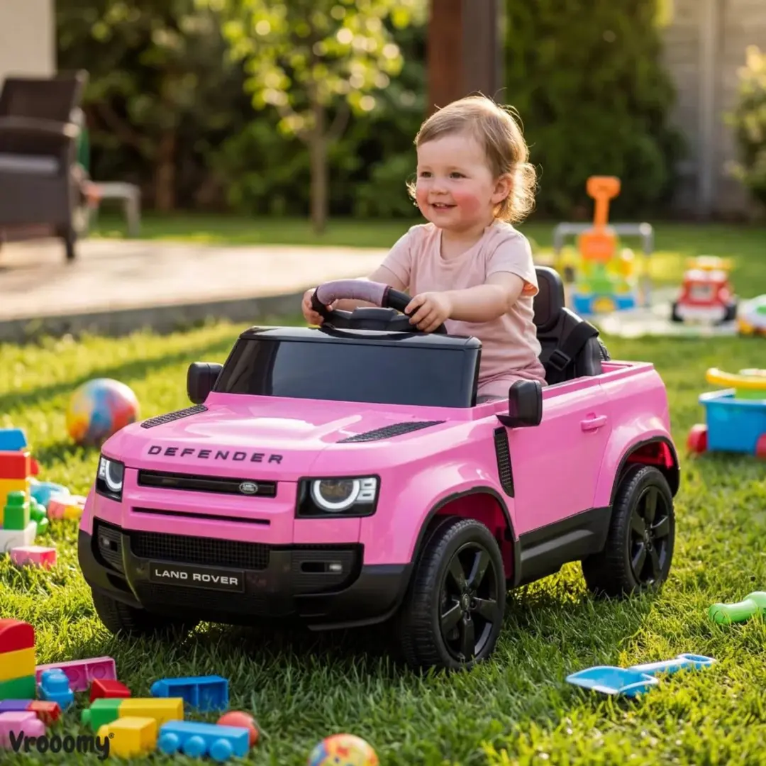 Vrooomy Land Rover Defender 90 12V Kinderauto Roze - afbeelding 4 van 6