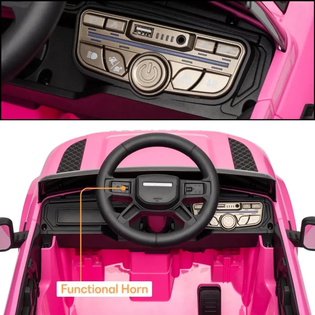 Vrooomy Land Rover Defender 90 12V Kinderauto Roze - afbeelding 3 van 6