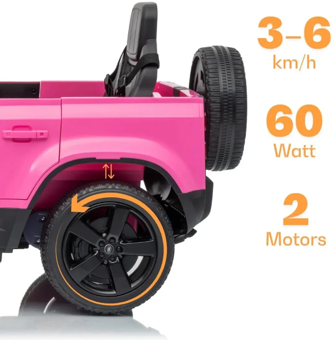 Vrooomy Land Rover Defender 90 12V Kinderauto Roze - afbeelding 6 van 6