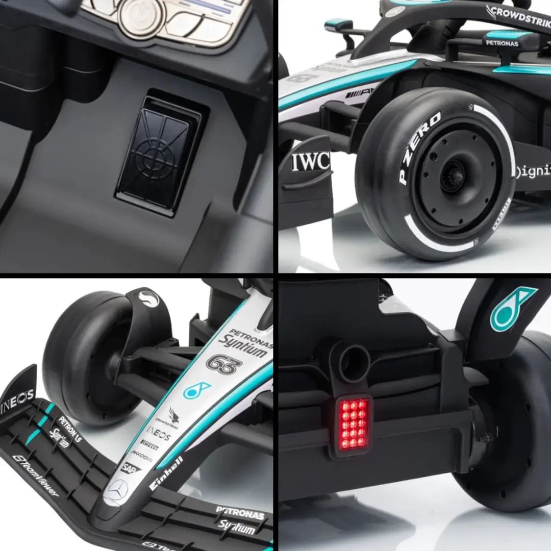 Vrooomy Mercedes-AMG F1 W16 E Performance Elektrische Kinderauto 12V - Zwart - afbeelding 3 van 6