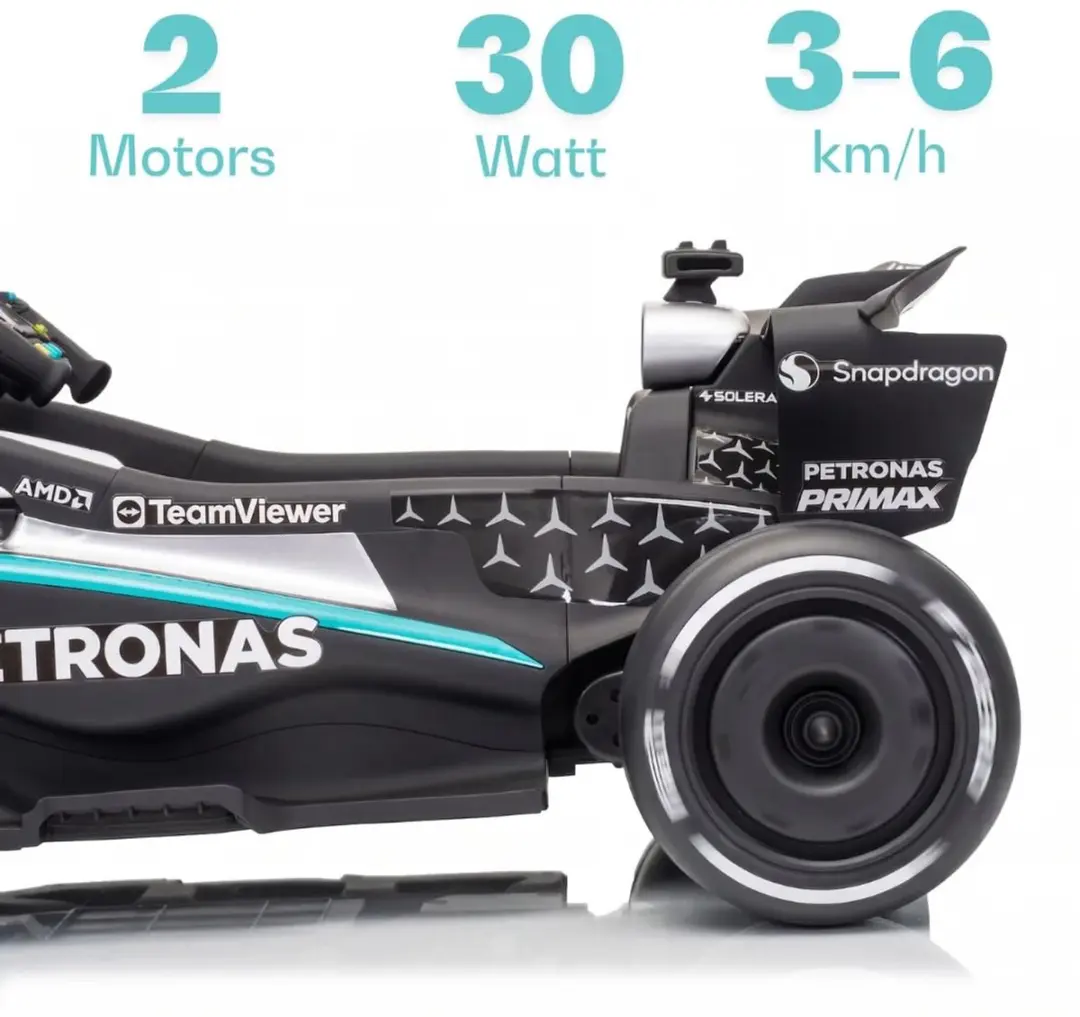 Vrooomy Mercedes-AMG F1 W16 E Performance Elektrische Kinderauto 12V - Zwart - afbeelding 2 van 6