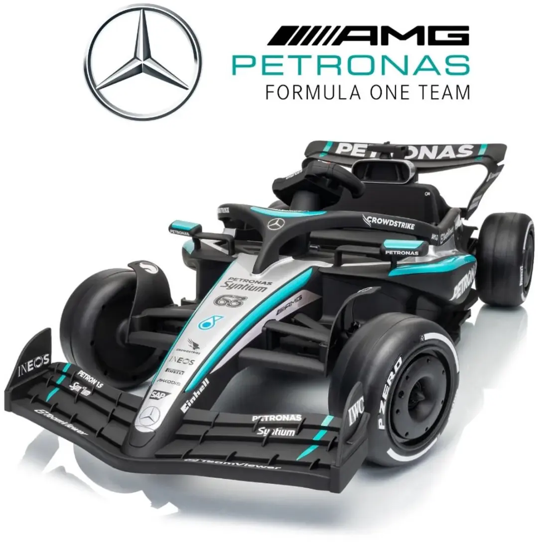 Vrooomy Mercedes-AMG F1 W16 E Performance Elektrische Kinderauto 12V - Zwart - afbeelding 6 van 6