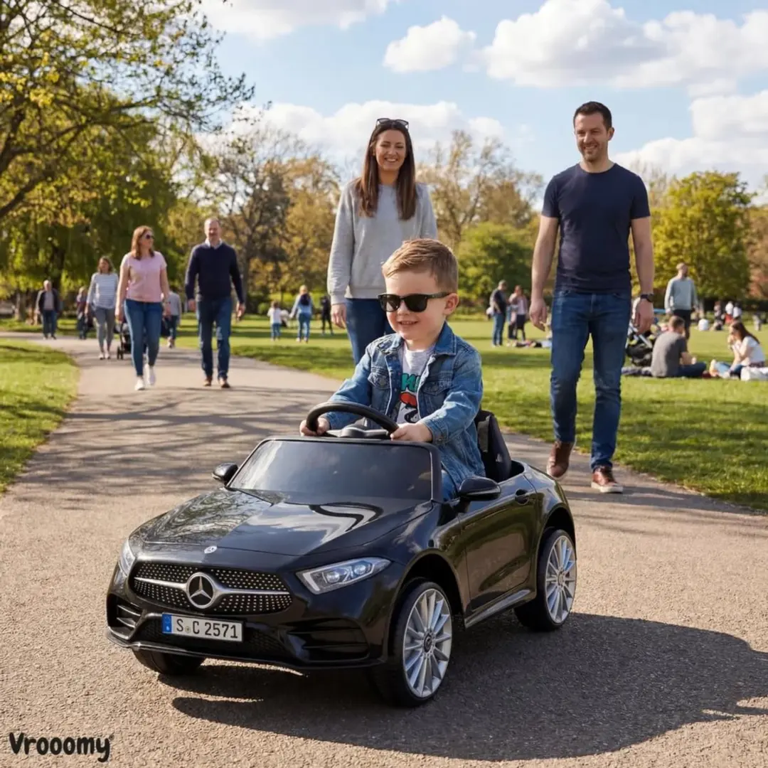 Vrooomy Mercedes-Benz CLS350 Elektrische Kinderauto 12V - Zwart - afbeelding 5 van 6