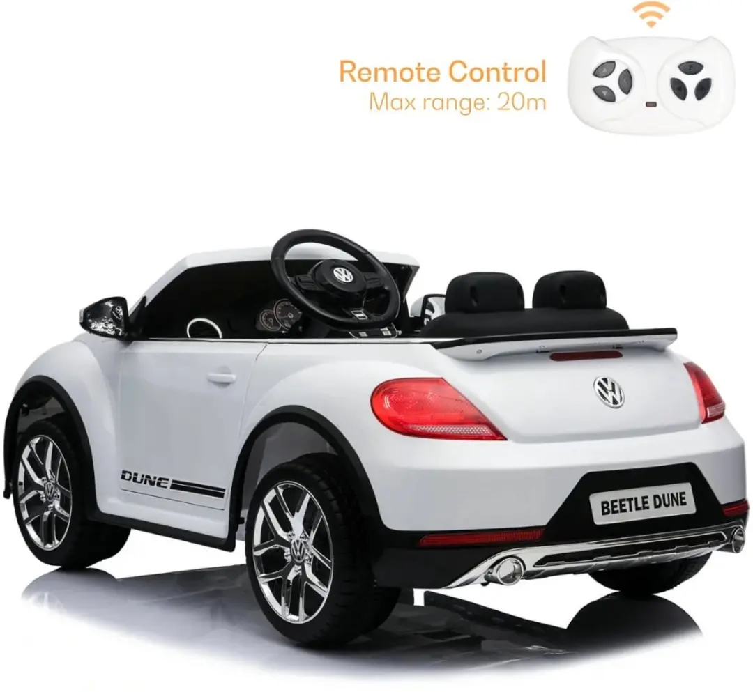 Vrooomy Volkswagen Beetle Dune XL 12V Kinderauto - Wit - afbeelding 2 van 6