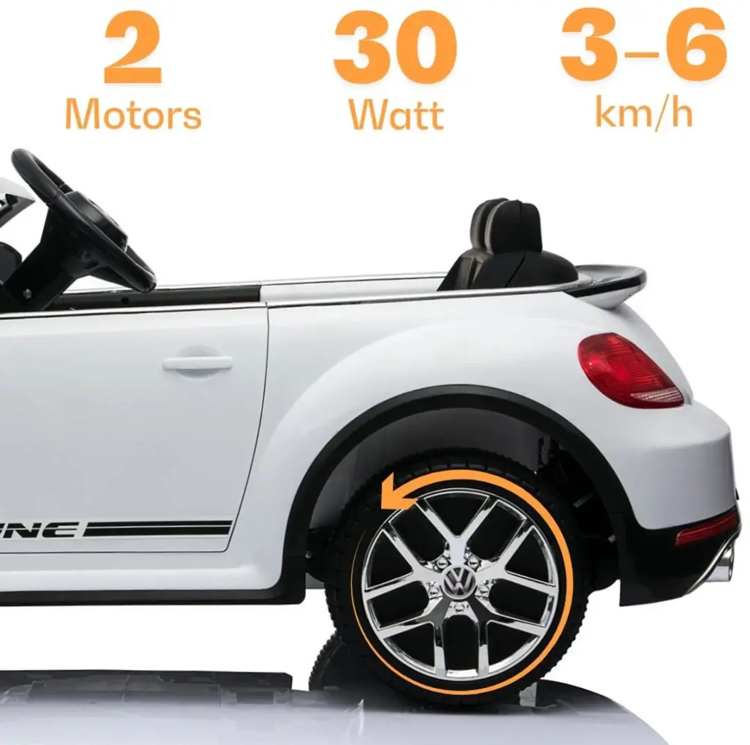Vrooomy Volkswagen Beetle Dune XL 12V Kinderauto - Wit - afbeelding 5 van 6
