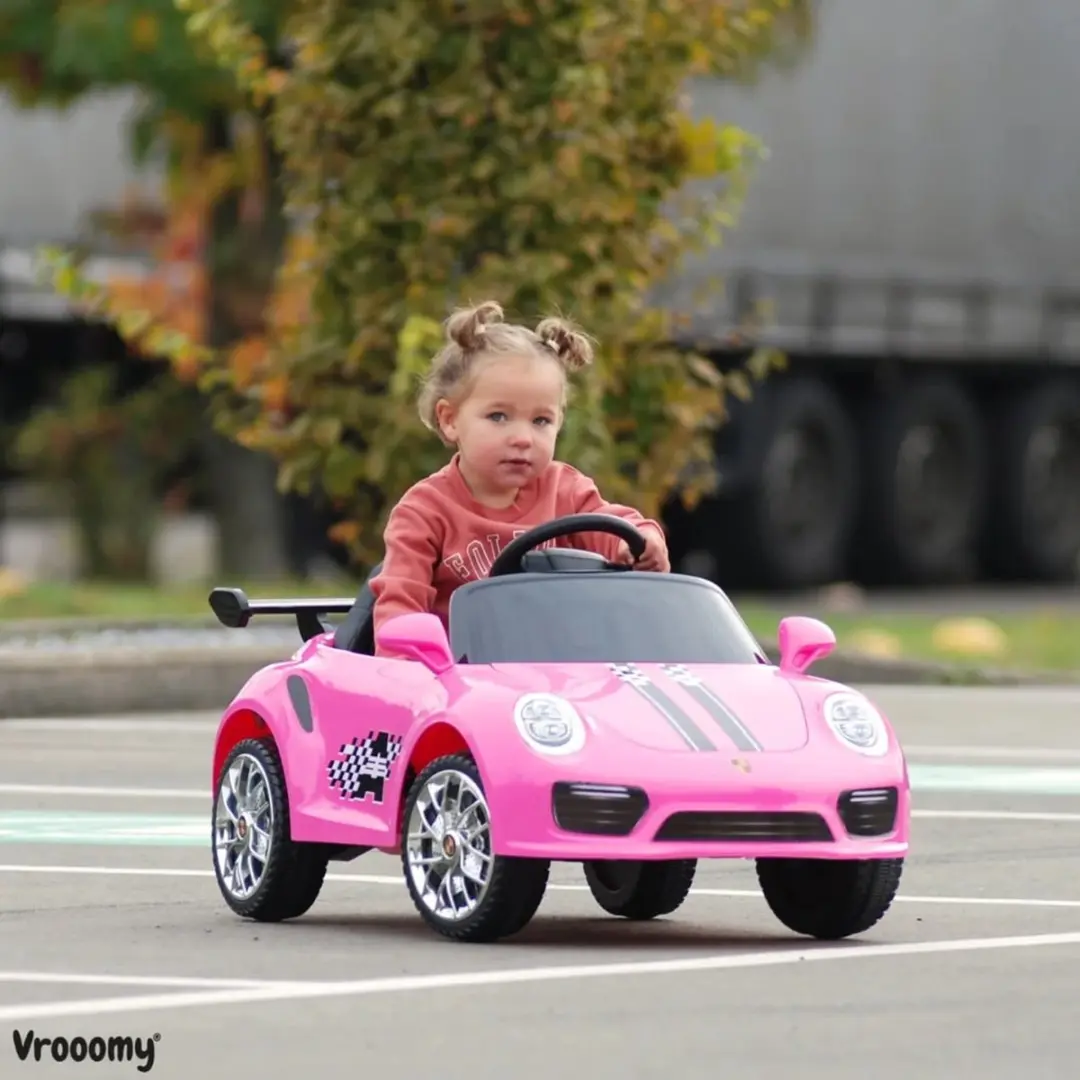 Vrooomy 911 Turbo S 12V Kinderauto - Roze - afbeelding 4 van 6