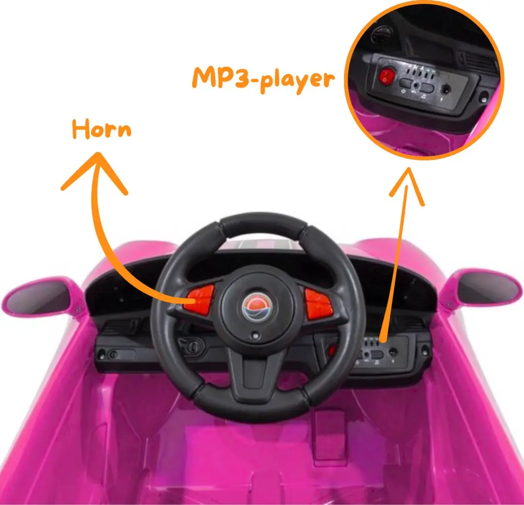 Vrooomy 911 Turbo S 12V Kinderauto - Roze - afbeelding 2 van 6