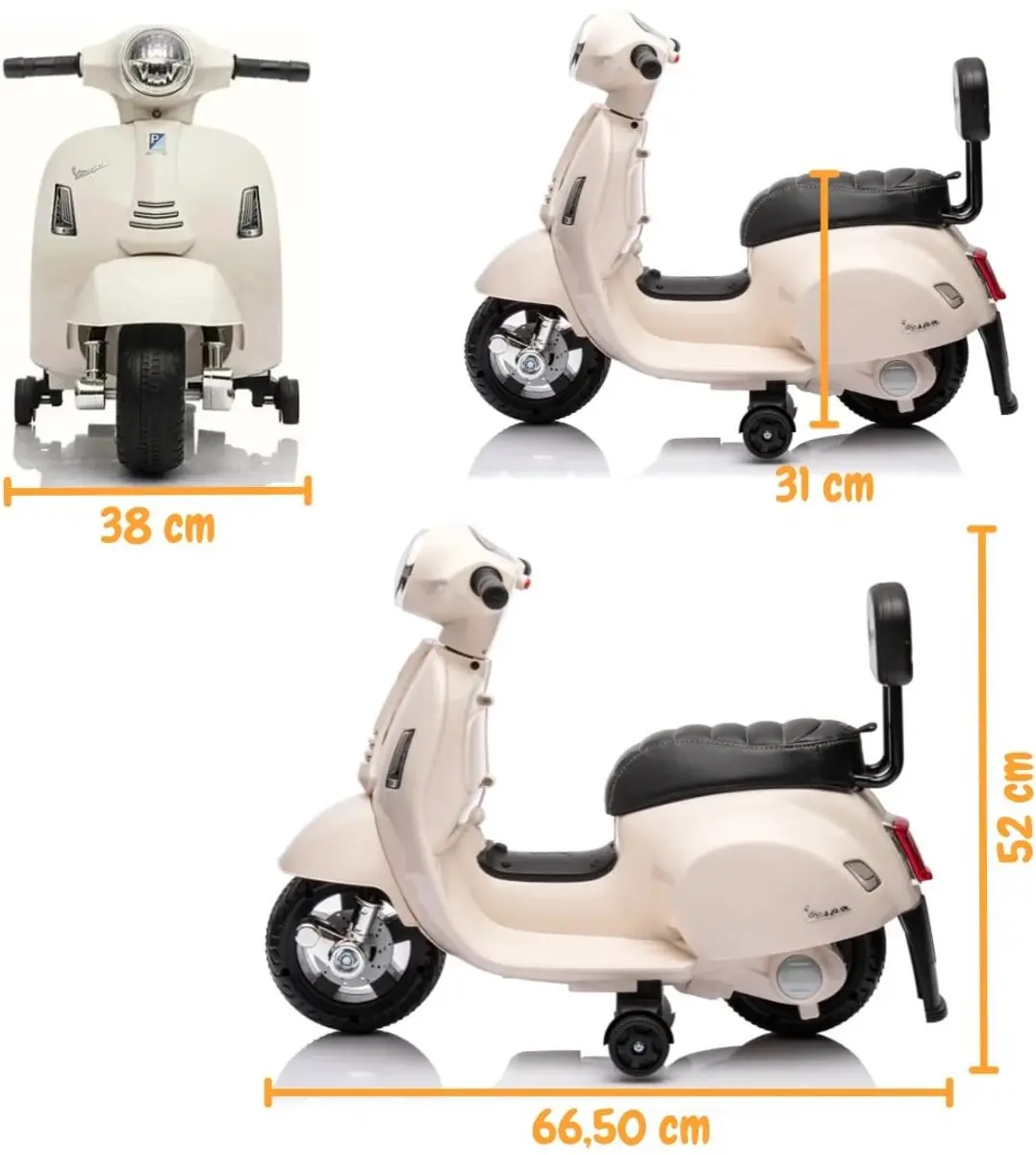 Vrooomy Vespa GTS Elektrische Kinderscooter 5100361 - Wit - afbeelding 6 van 6