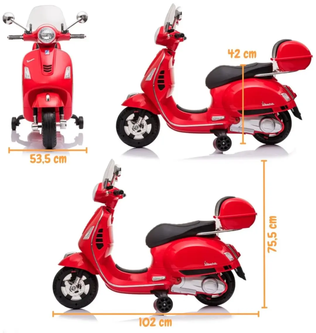 Vrooomy Vespa GT Full Option Elektrische Scooter 6V - Rood - afbeelding 3 van 6