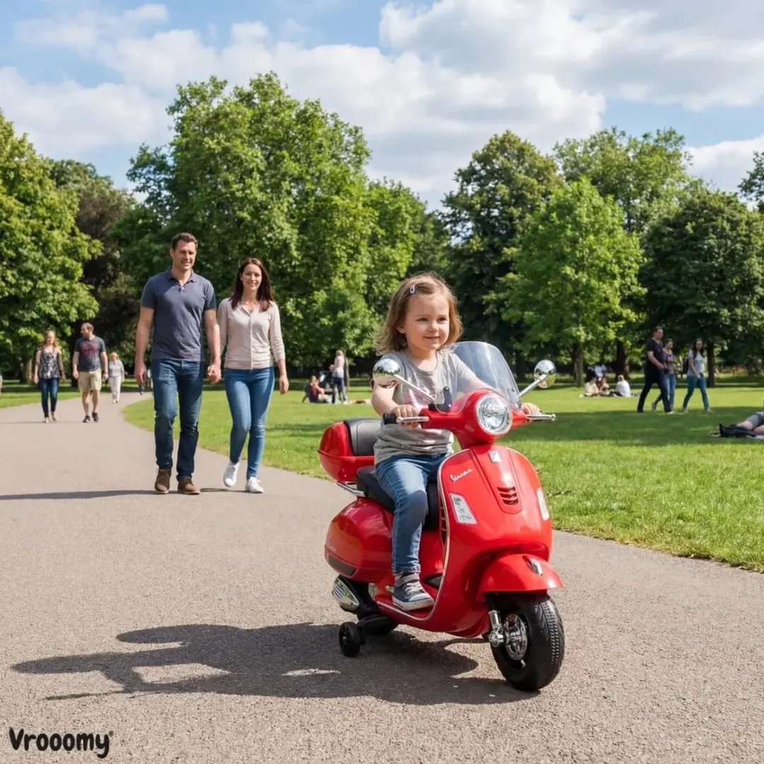 Vrooomy Vespa GT Full Option Elektrische Scooter 6V - Rood - afbeelding 5 van 6