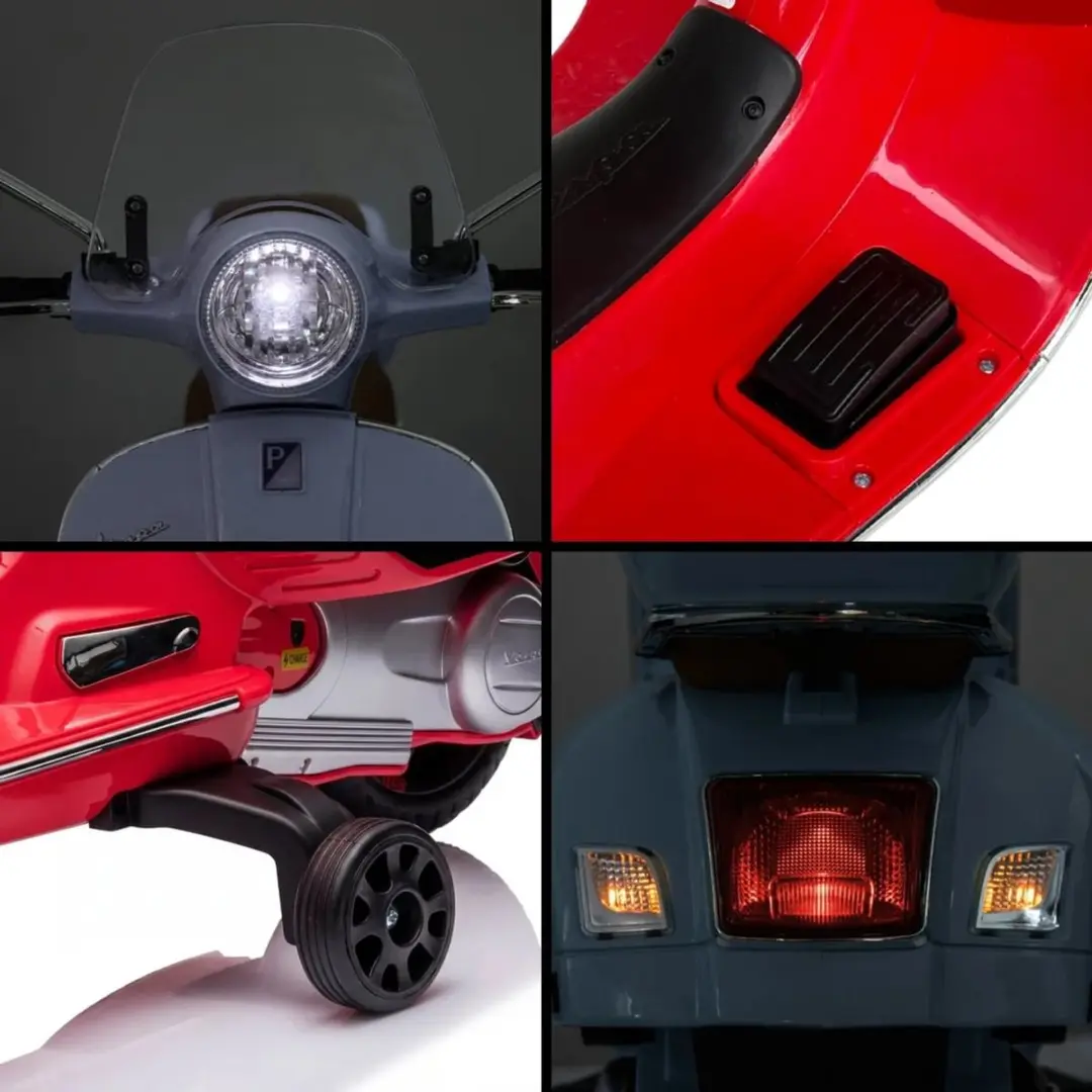 Vrooomy Vespa GT Full Option Elektrische Scooter 6V - Rood - afbeelding 4 van 6